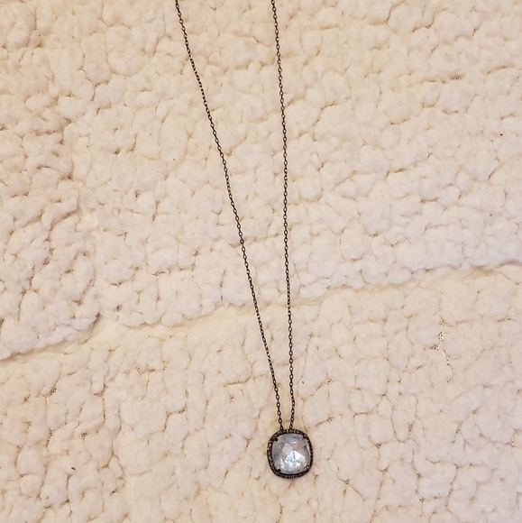 Adornia 💎 Moonstone Diamond Halo Lara Necklace - Picture 3 of 5